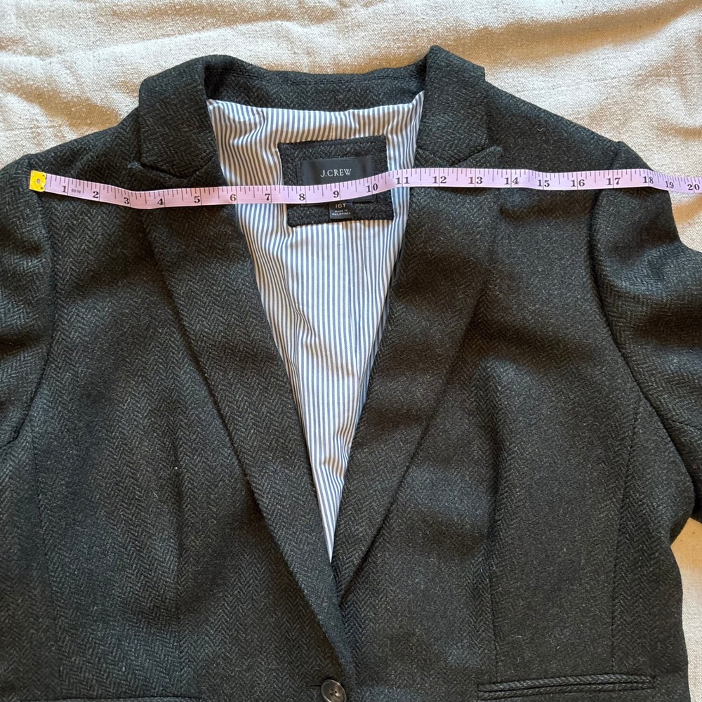 J.Crew Parke Blazer Moon Wool Herringbone Charcoal Grey Womens 16T Tall - Picture 5 of 8